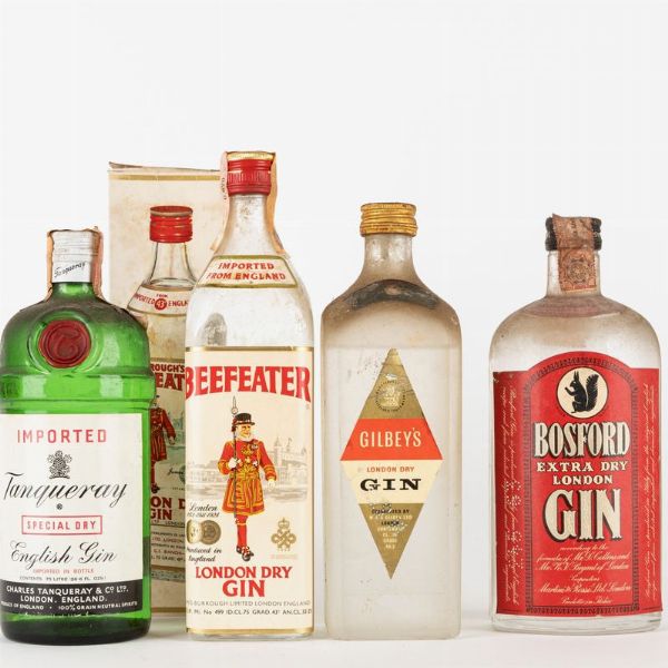 Inghilterra : Selezione Gin 50s-80s (4 BT)  - Asta Vini e Distillati / Asta a tempo - Associazione Nazionale - Case d'Asta italiane