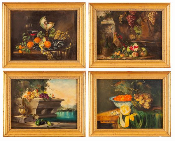 Maniera di Abraham Brueghel : Quattro dipinti raffiguranti nature morte  - Asta Incanti d'Arte - Associazione Nazionale - Case d'Asta italiane