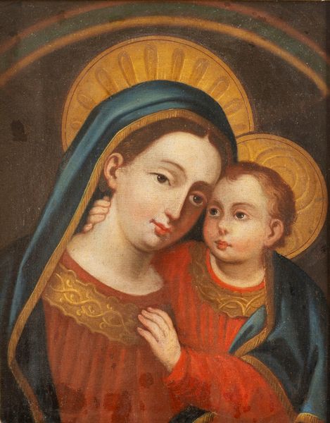 Pittore popolare, secolo XIX : Madonna con Bambino  - Asta Incanti d'Arte - Associazione Nazionale - Case d'Asta italiane