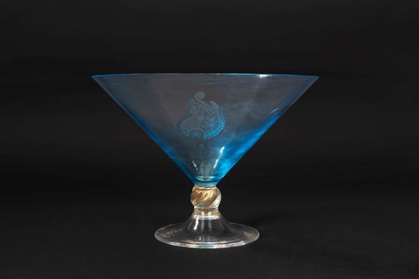 Vaso in vetro celeste, Murano secolo XX  - Asta Incanti d'Arte - Associazione Nazionale - Case d'Asta italiane