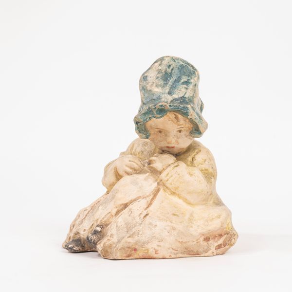 Scultura in terracotta policroma raffigurante bambina, secolo XX  - Asta Incanti d'Arte - Associazione Nazionale - Case d'Asta italiane