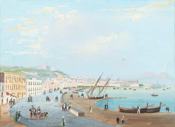 Scuola napoletana del XX secolo : Gouache su carta raffigurante golfo di Napoli  - Asta Incanti d'Arte - Associazione Nazionale - Case d'Asta italiane