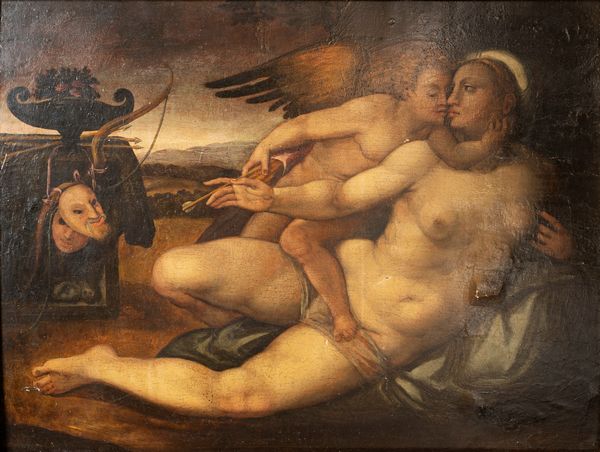 Scuola toscana, fine secolo XVI - inizi secolo XVII : Venere  e Cupido  - Asta Incanti d'Arte - Associazione Nazionale - Case d'Asta italiane