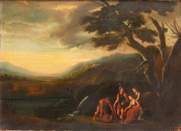 Maniera di Nicolas Poussin : Paesaggio con scena allegorica  - Asta Incanti d'Arte - Associazione Nazionale - Case d'Asta italiane