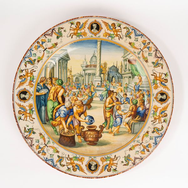 Molaroni Pesaro : Coppia di piatti istoriati in maiolica, secoli XIX-XX  - Asta Incanti d'Arte - Associazione Nazionale - Case d'Asta italiane