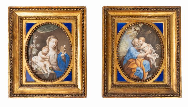 Scuola romana, secolo XVIII : Madonna con Bambino; e San Giuseppe con il Bambino  - Asta Incanti d'Arte - Associazione Nazionale - Case d'Asta italiane