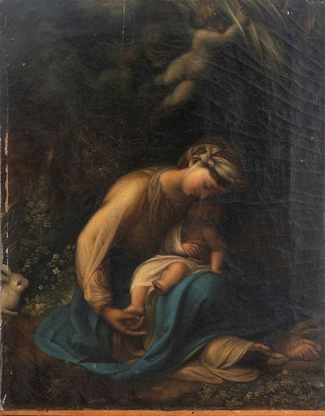 Da Correggio, inizi secolo XIX : Riposo durante la fuga in Egitto  - Asta Incanti d'Arte - Associazione Nazionale - Case d'Asta italiane