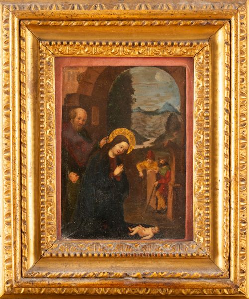 Scuola fiamminga, secolo XVI : Natività  - Asta Incanti d'Arte - Associazione Nazionale - Case d'Asta italiane