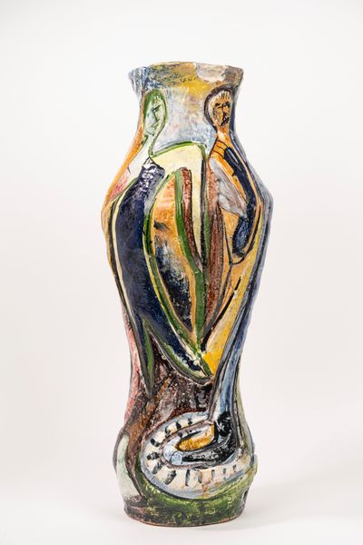 Grande vaso in ceramica policroma, anni '50 del Novecento  - Asta Incanti d'Arte - Associazione Nazionale - Case d'Asta italiane