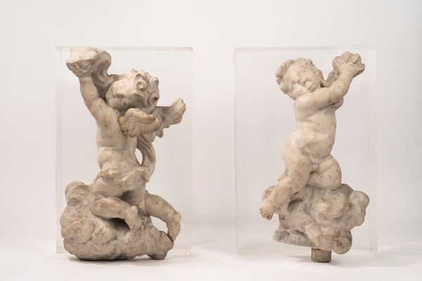 Scuola italiana, secolo XVIII : Due putti  - Asta Incanti d'Arte - Associazione Nazionale - Case d'Asta italiane