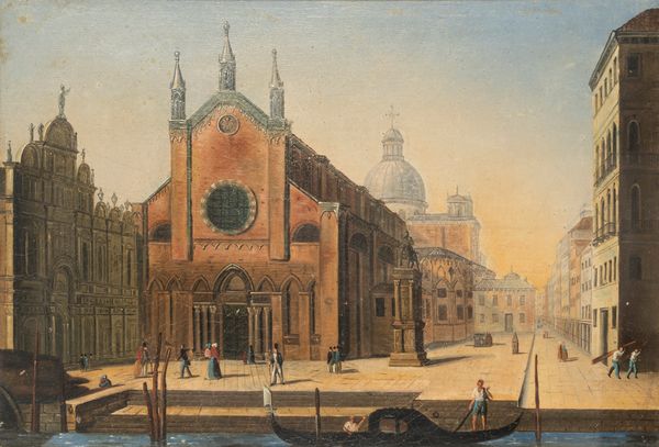 Maniera di Antonio Canal, detto il Canaletto : Campo San Zanipolo a Venezia  - Asta Incanti d'Arte - Associazione Nazionale - Case d'Asta italiane