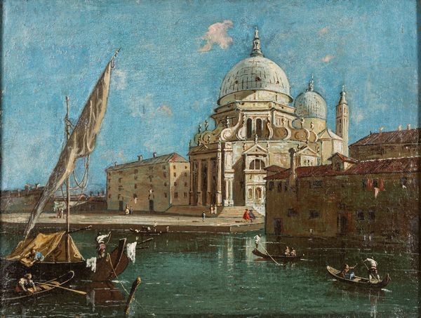 Maniera di Francesco Guardi : Veduta della chiesa di Santa Maria della Salute a Venezia  - Asta Incanti d'Arte - Associazione Nazionale - Case d'Asta italiane