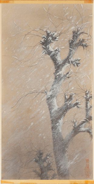 Dipinto orientale su carta raffigurante albero innevato, secolo XX  - Asta Incanti d'Arte - Associazione Nazionale - Case d'Asta italiane