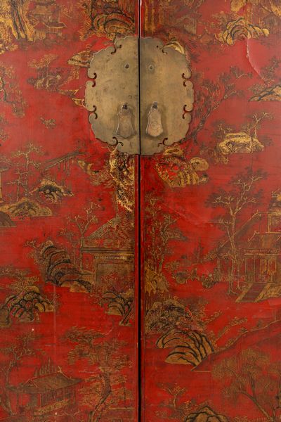 Armadio in legno laccato rosso e nero, Cina secolo XIX  - Asta Incanti d'Arte - Associazione Nazionale - Case d'Asta italiane