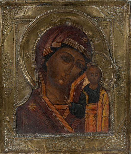 Icona raffigurante Madonna con Bambino con riza in metallo, Russia, secolo XIX  - Asta Incanti d'Arte - Associazione Nazionale - Case d'Asta italiane