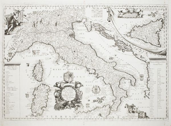 Vincenzo Maria Coronelli : L'ITALIA PARTE OCCIDENTALE E ITALIA PARTE ORIENTALE, 1690  - Asta Incanti d'Arte - Associazione Nazionale - Case d'Asta italiane