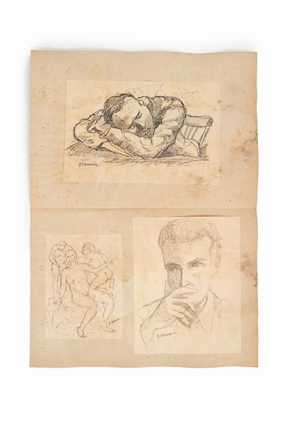 Achille Sdruscia : Cartelle contenente 43 disegni  - Asta Incanti d'Arte - Associazione Nazionale - Case d'Asta italiane