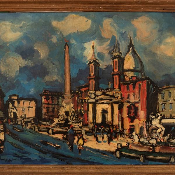 Achille Sdruscia : Roma, Piazza Navona  - Asta Incanti d'Arte - Associazione Nazionale - Case d'Asta italiane