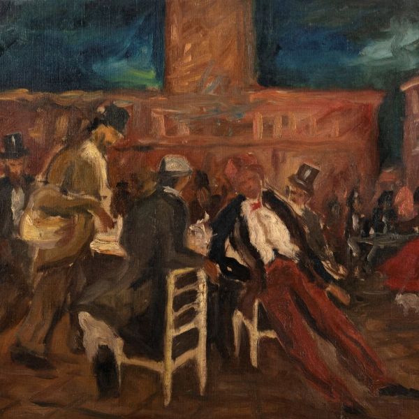 Achille Sdruscia : Al caffè in piazza  - Asta Incanti d'Arte - Associazione Nazionale - Case d'Asta italiane