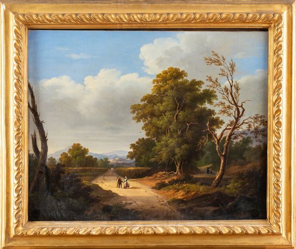 Scuola italiana, secolo XIX : Paesaggio con strada di campagna  - Asta Incanti d'Arte - Associazione Nazionale - Case d'Asta italiane