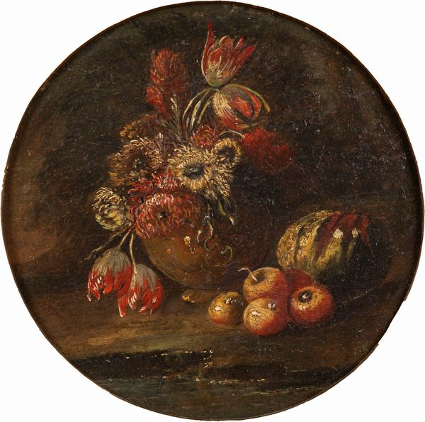 Maniera di Gaspare Lopez : Tre nature morte di fiori e frutti  - Asta Incanti d'Arte - Associazione Nazionale - Case d'Asta italiane