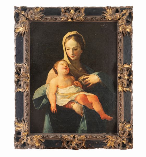 Scuola emiliana, secolo XVII : Madonna con Bambino  - Asta Incanti d'Arte - Associazione Nazionale - Case d'Asta italiane