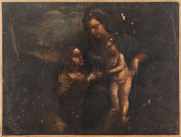 Seguace di Tiziano : Matrimonio mistico di Santa Caterina d'Alessandria  - Asta Incanti d'Arte - Associazione Nazionale - Case d'Asta italiane