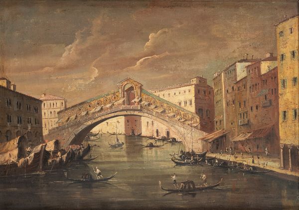 Maniera di Francesco Guardi : Veduta del ponte di Rialto a Venezia  - Asta Incanti d'Arte - Associazione Nazionale - Case d'Asta italiane