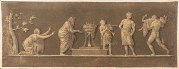 SCUOLA NEOCLASSICA : Scena di sacrificio pagano, en grisaille  - Asta Incanti d'Arte - Associazione Nazionale - Case d'Asta italiane