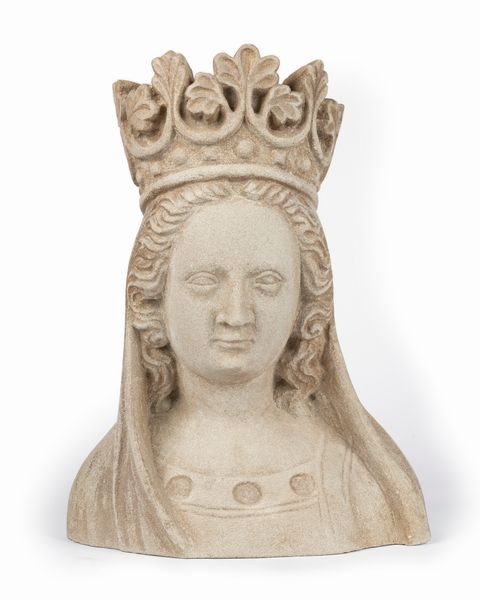 Scuola francese : Scultura in pietra arenaria raffigurante busto di Madonna incoronata  - Asta Incanti d'Arte - Associazione Nazionale - Case d'Asta italiane