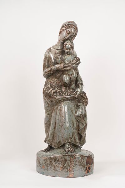 Madonna con Bambino in terracotta smaltata, secolo XX  - Asta Incanti d'Arte - Associazione Nazionale - Case d'Asta italiane