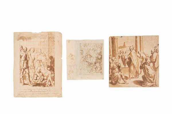 Lotto composto da tre disegni a tema religioso, secolo XVII  - Asta Incanti d'Arte - Associazione Nazionale - Case d'Asta italiane