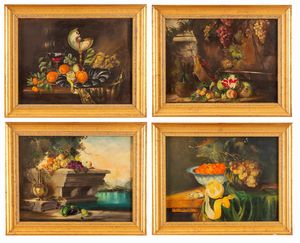 Maniera di Abraham Brueghel - Quattro dipinti raffiguranti nature morte