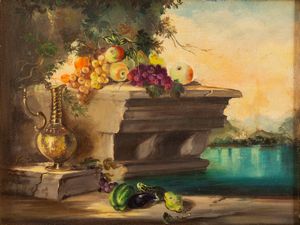 Maniera di Abraham Brueghel : Quattro dipinti raffiguranti nature morte  - Asta Incanti d'Arte - Associazione Nazionale - Case d'Asta italiane