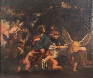 Scuola veneta, secolo XVIII - Cristo tra gli angeli