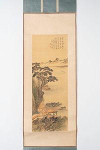 Tre scroll raffiguranti paesaggi montani con case, Cina, secolo XX  - Asta Incanti d'Arte - Associazione Nazionale - Case d'Asta italiane