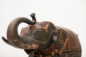 Elefante in legno laccato policromo, India secolo XIX  - Asta Incanti d'Arte - Associazione Nazionale - Case d'Asta italiane