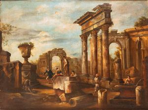 Seguace di Giovanni Paolo Panini - Capriccio architettonico