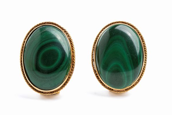 Orecchini in oro e malachite  - Asta Gioielli e Orologi - Associazione Nazionale - Case d'Asta italiane