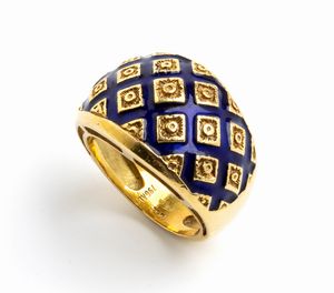 Anello in oro e smalti blu  - Asta Gioielli e Orologi - Associazione Nazionale - Case d'Asta italiane