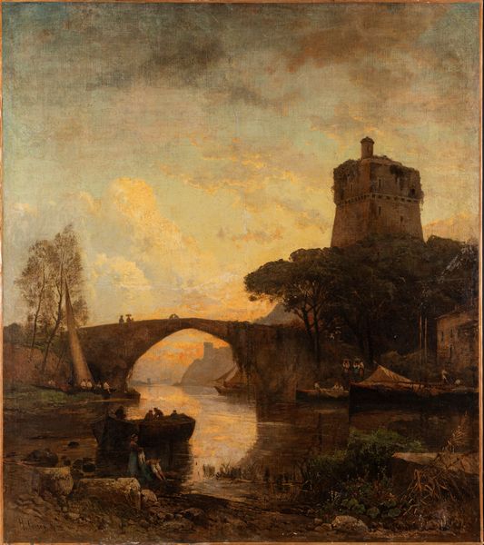 Hermann David Salomon Corrodi : Paesaggio laziale al tramonto  - Asta Arte Figurativa tra XIX e XX Secolo - Associazione Nazionale - Case d'Asta italiane