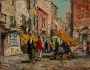 EUGENIO BONIVENTO - Venezia, mercato in Campo Santa Margherita