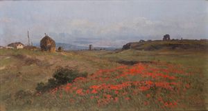 Filippo Anivitti - Papaveri nella Campagna romana