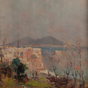 Edoardo Dalbono - Veduta della Baia di Napoli