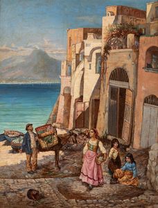 G. W. Brown (attivo nella seconda metà del XIX secolo) : Vita al Golfo di Napoli  - Asta Arte Figurativa tra XIX e XX Secolo - Associazione Nazionale - Case d'Asta italiane