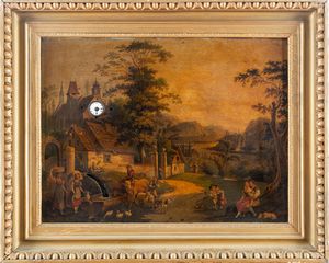 Carl Ludwig Hoffmeister - Orologio illustrato con scena pastorale