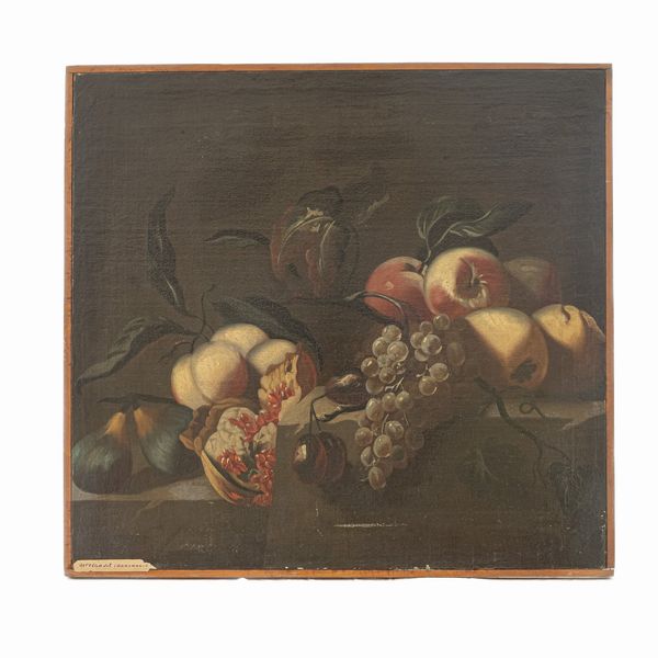 Pittore d'accademia , Natura silente con frutta  - Asta Smart Auction: arredi, dipinti, sculture, argenti e altro a prezzi vantaggiosi - Associazione Nazionale - Case d'Asta italiane