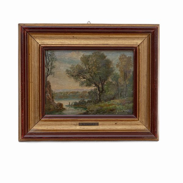 Scorcio di paesaggio con fiume  - Asta Smart Auction: arredi, dipinti, sculture, argenti e altro a prezzi vantaggiosi - Associazione Nazionale - Case d'Asta italiane