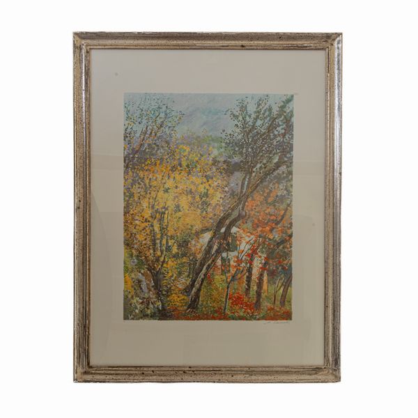 MICHELE CASCELLA : Casa nel bosco a primavera, multiplo su carta  - Asta Smart Auction: arredi, dipinti, sculture, argenti e altro a prezzi vantaggiosi - Associazione Nazionale - Case d'Asta italiane