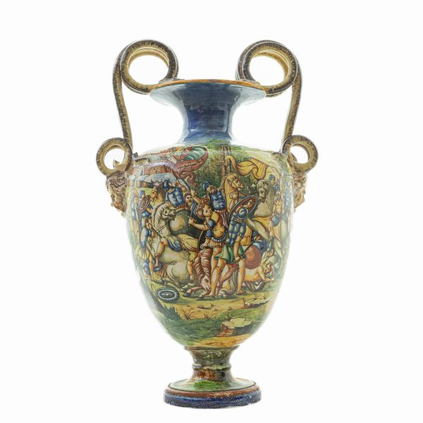 Vaso ad anfora in ceramica policroma  - Asta Smart Auction: arredi, dipinti, sculture, argenti e altro a prezzi vantaggiosi - Associazione Nazionale - Case d'Asta italiane